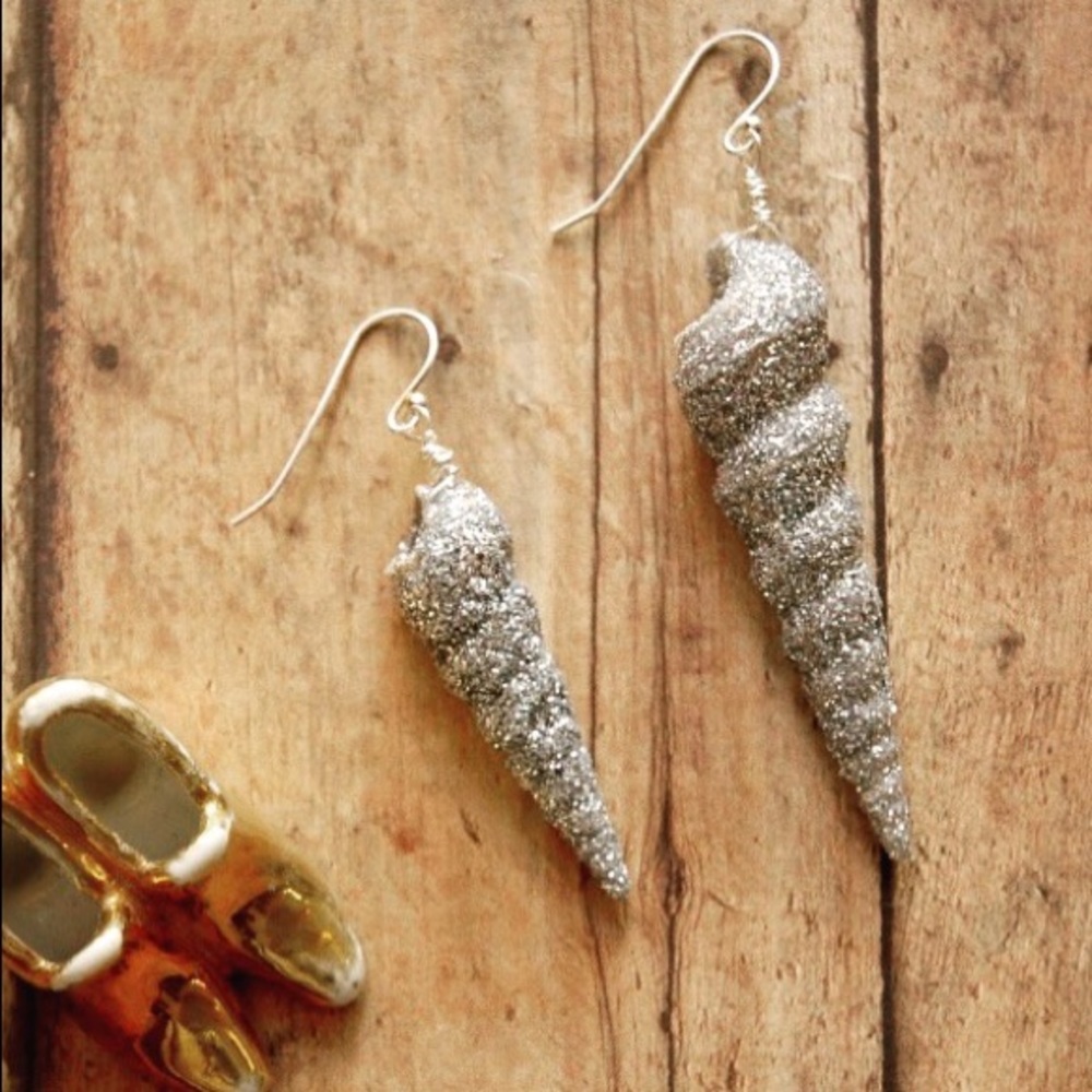 Asymmetrical Silver Glitter Unicorn Horn Earrings